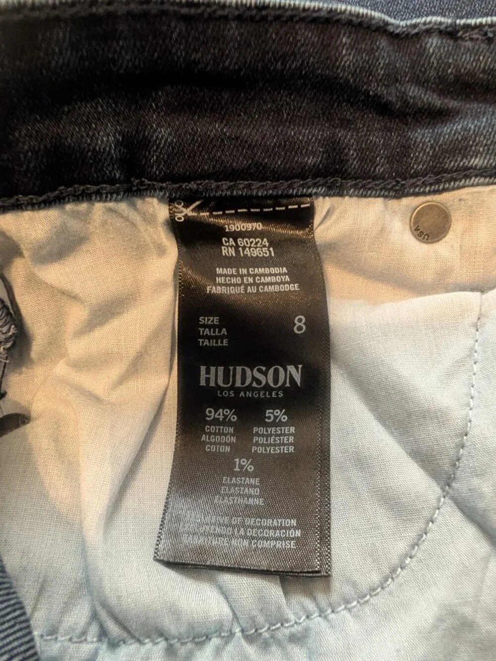 NWT Hudson Jeans Sz 8 29 Obscurity Blue Straight Leg Stretch Dark Wash H0325-01 - Picture 7 of 9